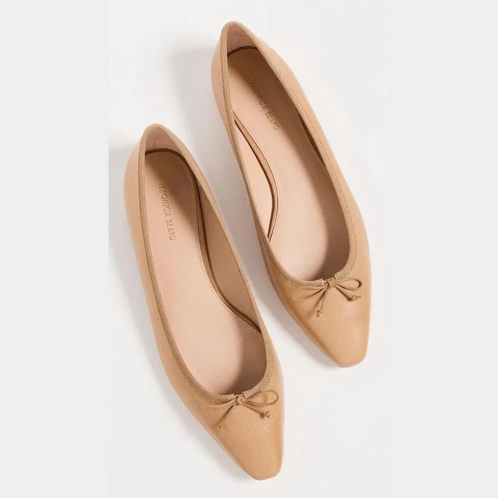 Veronica Beard Catherine Natural Leather Ballet Flat Womens Size 9.5 Minimalist